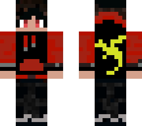 hoodie boy -dragon (red) messy hair