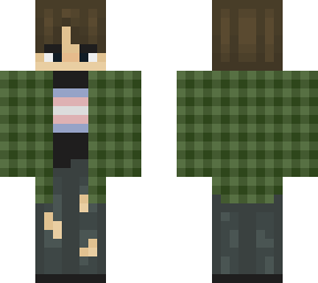 trans flag green flannel boy