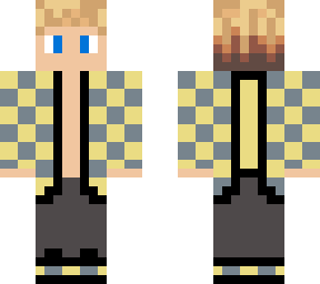 blonde boy banana-gray square pattern edition skin