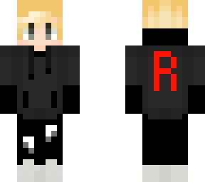 blonde guy with hood and r on back