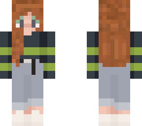 green and black sweater brown hair