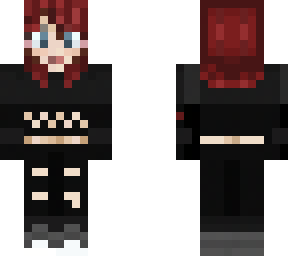 egirl with red hair, blue eyes