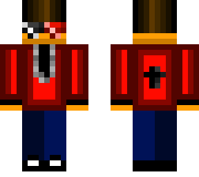 red suit black tie sun glasses