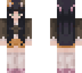 black haired calico cat girl