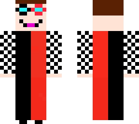 half black half red with matching glasses