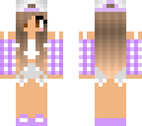baby pink brunette with cap and headphones