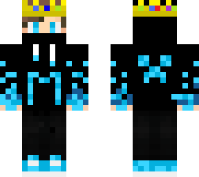 black/blue hoodie with crown