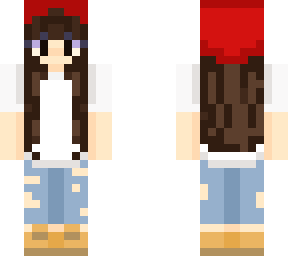 mujer con gorrito rojo