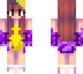 skin chica con vestido morado y amarillo