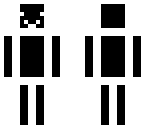 white & black block guy
