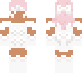 pink hair white bow