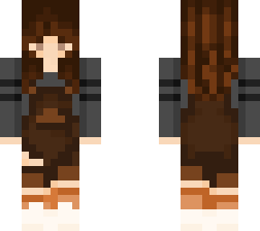brown hair girl overalls