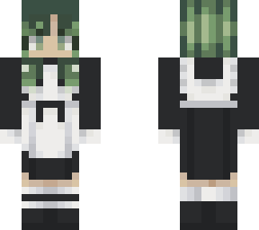 green hair maid outfit