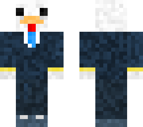 chicken in a blue suit