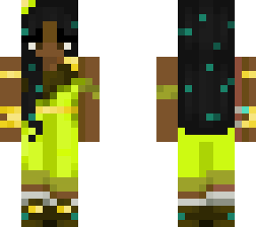 black girl in bright green overalls
