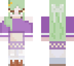 green forest purple girl