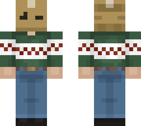 green christmas sweater cardboard boxman