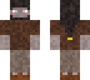 cute elderly grandpa with long  dark hair.