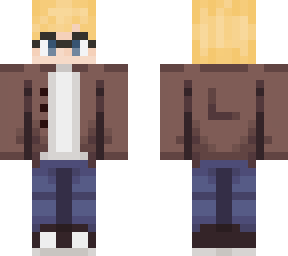 blonde guy in brown jacket