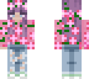 purple haired floral gril