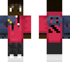 black guy with red hoodie and dreads with v1 ultrakill arm