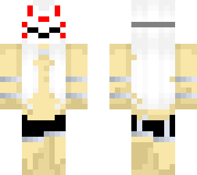 white hair fox mask girl