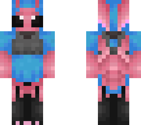 blue and pink moth with croptop and socks