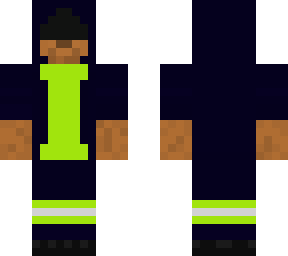 dark blue and lime green outfit