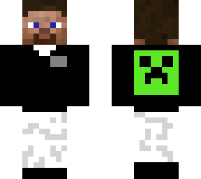 steve wearing a fancy suit with a creeper on the back