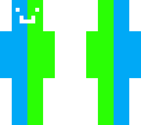 blue and green w/ white smile