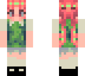 first skin!! (pink pigtails w/ green vest and denim shorts)