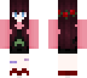 dark pink haired girl - frog overalls