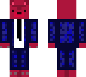 red bear wearing a suit