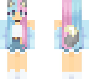 wolf girl with blue and pink hair