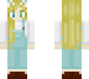 blue dungarees girl skin