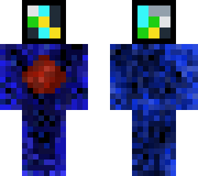 rubixcupe head and differnt blue from light to dark and a redstone dust in the middle