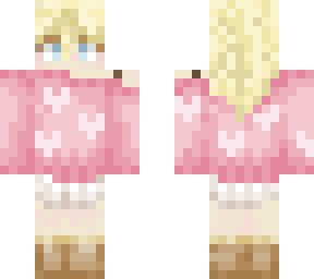 girl with a skirt and pink sweather