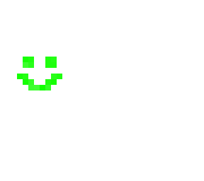 all white, green smile