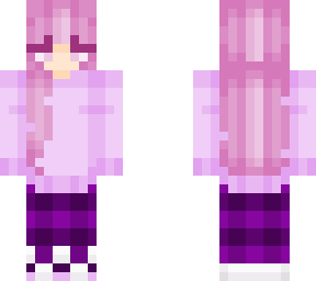 pink hair with bunny slippers