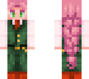 green suit pink hair smooth arms