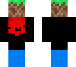 devil holding grass block