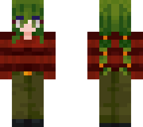 festive winter sweater girl green hair