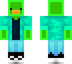 green duck with a green coat and 3d shoes