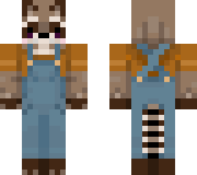 farmer raccoon orange shirt