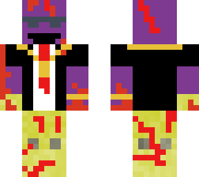 william afton half in yellow rabbit suit and half in normal suit and wearing some bling