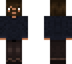 brown pants blue sweater man
