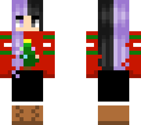 split purple hair in christmas sweater