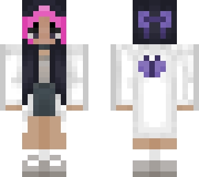 pink streak w/ bow scientist girl black hair