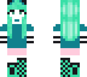 teal cat gamer girl