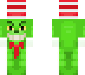 grinch wearing hat, gloves and bow tie